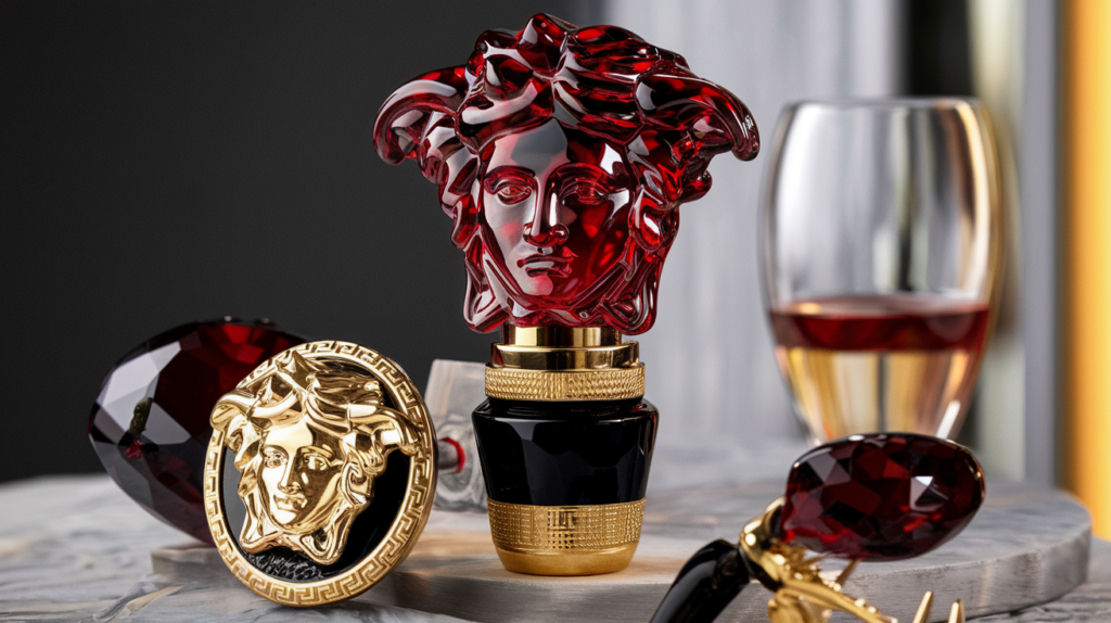 Versace Red Two-Faced Medusa Crystal Wine Bottle Stopper