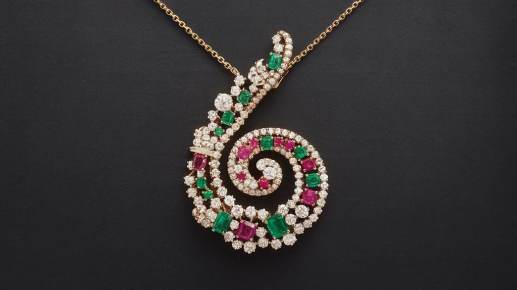 Christian Dior Women's Ladies Spiral Stone Gold Necklace Pendant​