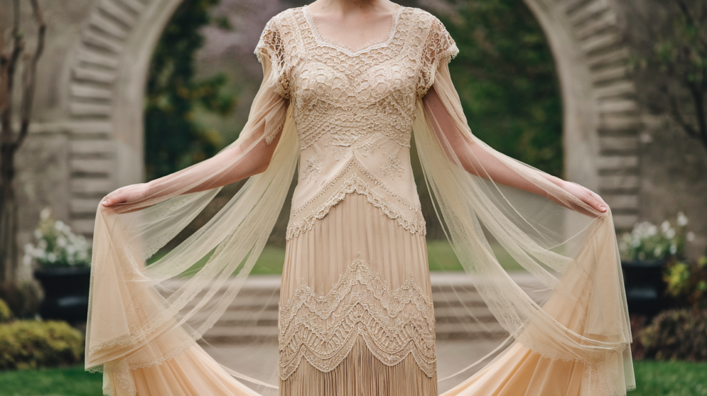 Cleopatra Vintage 1920s Wedding Dress Lace 1920s Dress Styles