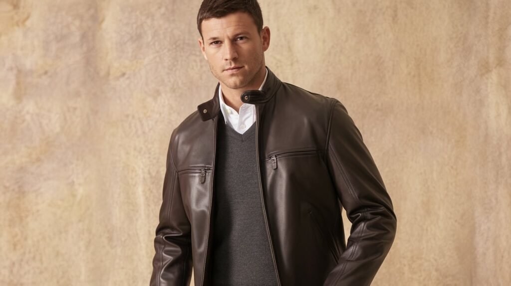 Bruno Magli Moto Leather Jacket